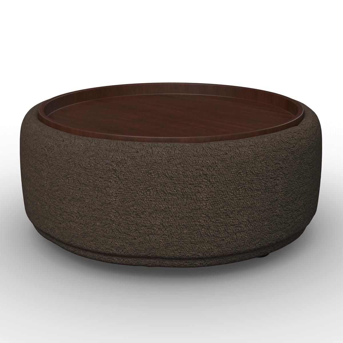 Couchtisch Kira Chenille Braun / Walnuss - Schwarz/Braun, MODERN, Holz/Textil (86/86/43cm) - Bessagi Home