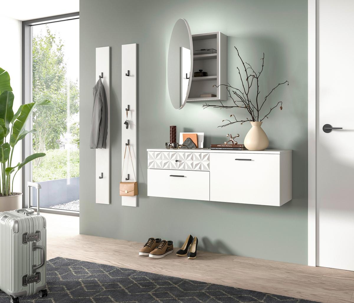 Predsoba Prisma, Bela, 2-Delna - Design, leseni material (110/192/34cm) - MID.YOU