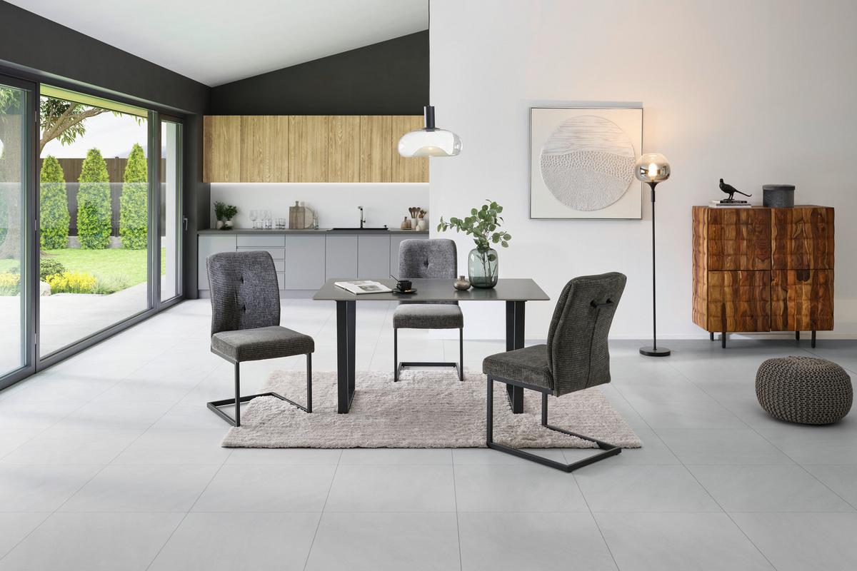 Jedilna Miza Emin, Antracit, 140x90cm - črna/antracit, Konvencionalno, kamen/kovina (140/90/76cm) - MID.YOU