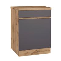 Küchenunterschrank Turin ca. 60x86 cm Grau/Wotan Eiche - Eiche Wotan/Grau, Design (60/86/60cm) - Held