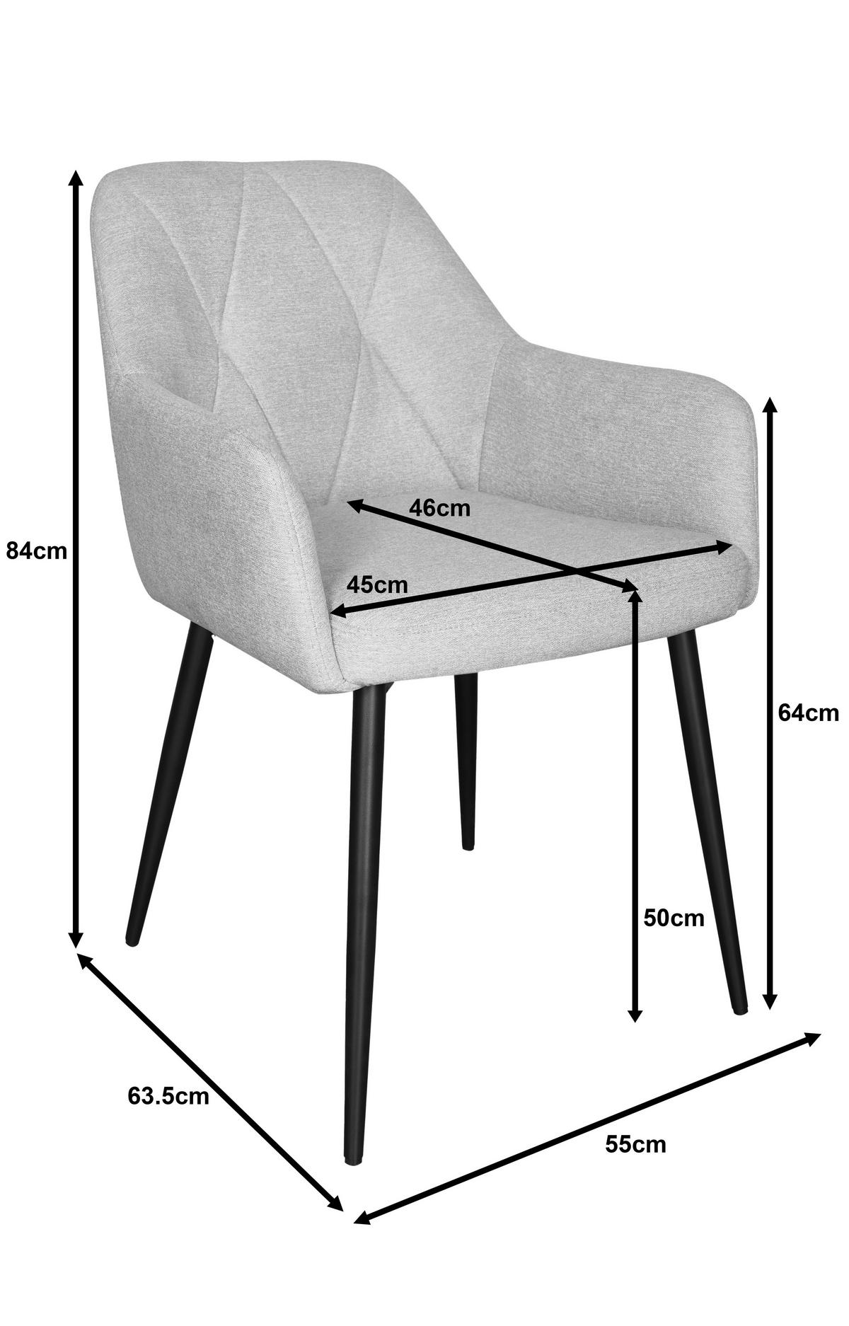 Armlehnstuhl Hardy -Giga- - Schwarz/Grau, Basics, Textil/Metall (56/85/61,5cm) - Mömax