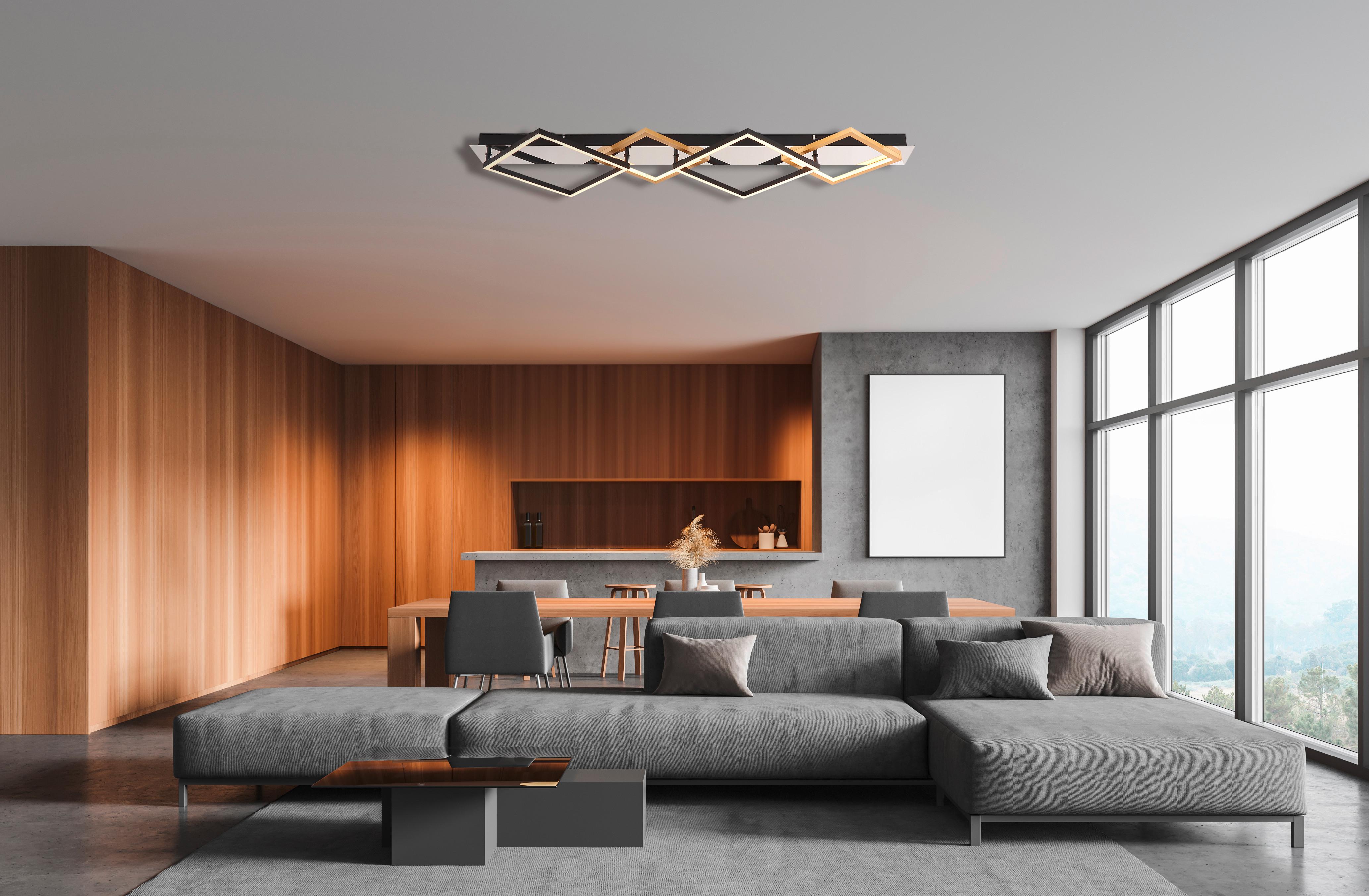 LED-Deckenleuchte Lesina Goldfarben/Schwarz max 40 Watt - Goldfarben/Opal, Design, Kunststoff/Metall (104,5/35,5/7cm) - Globo
