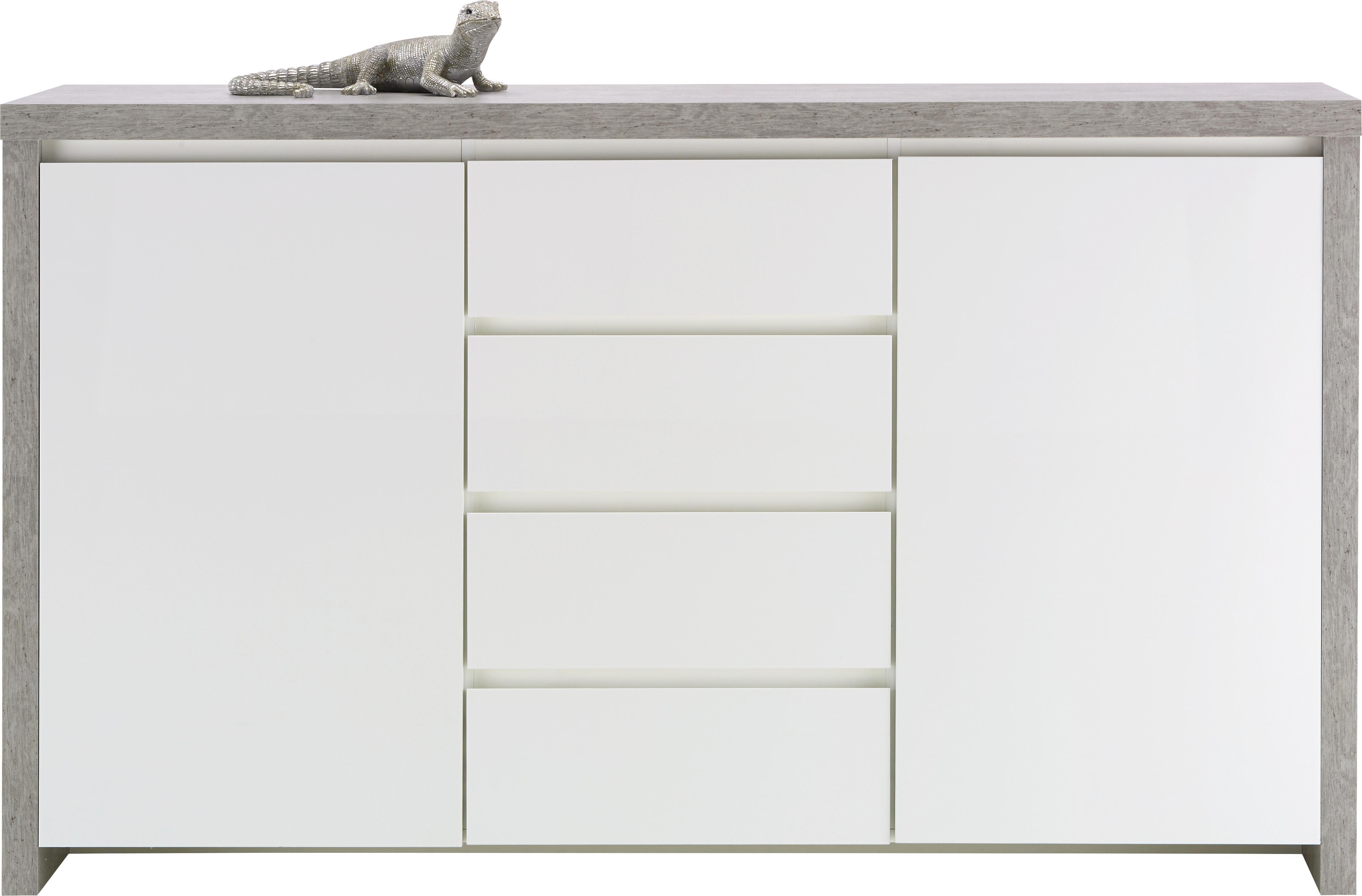 Sideboard Weiß Hochglanz/Betonoptik online kaufen mömax