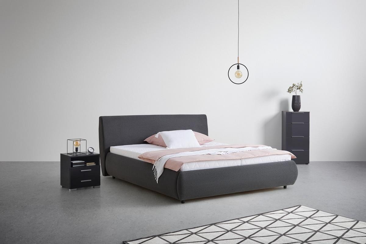 ŁÓŻKO TAPICEROWANE BIERN - antracytowy/kolor naturalny, Konventionell, materiał drewnopochodny/tworzywo sztuczne (180/200cm) - Mömax