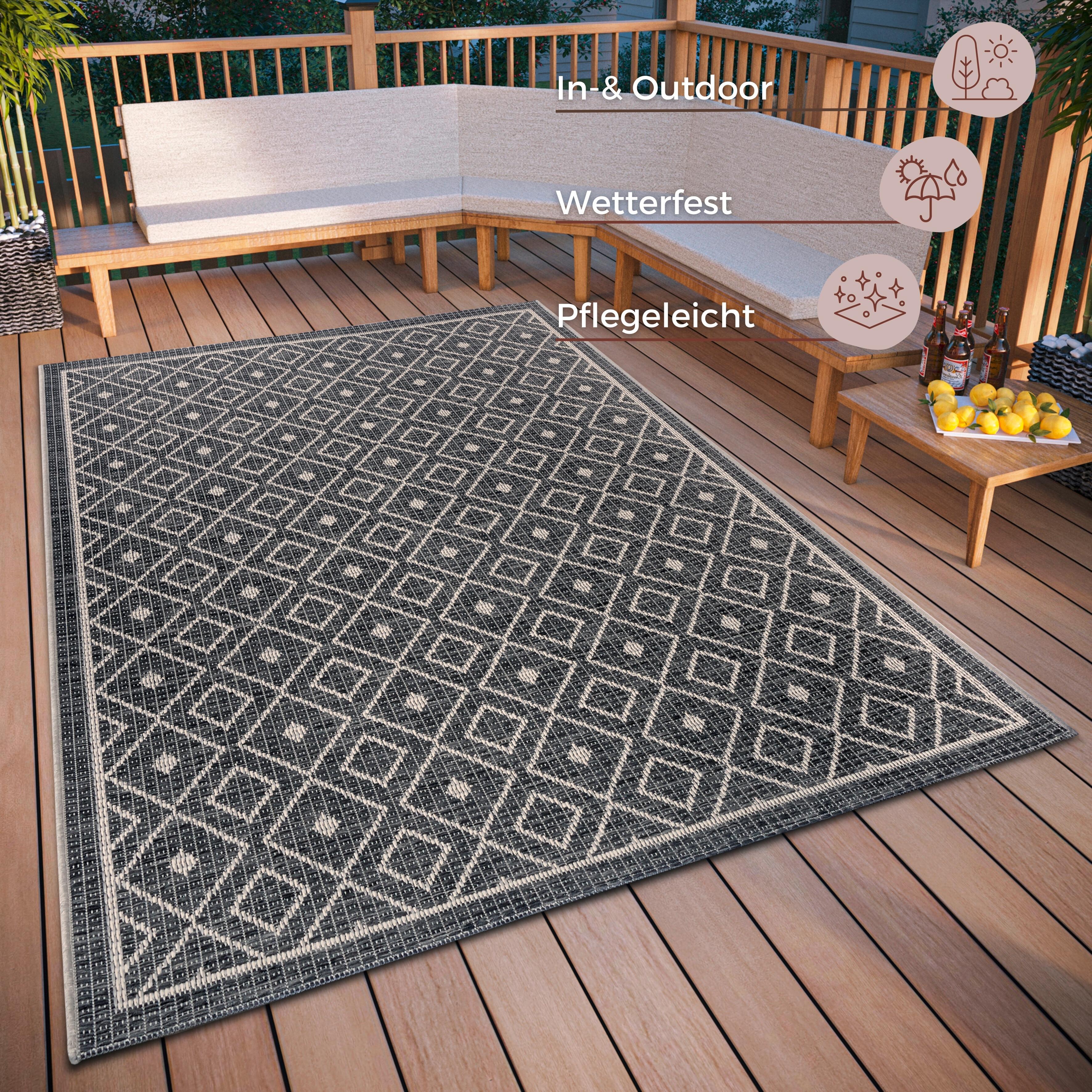 Outdoorteppich Lahal Grau/Beige ca. 76x150cm - Beige/Grau, Design, Kunststoff (76/150cm) - Novel