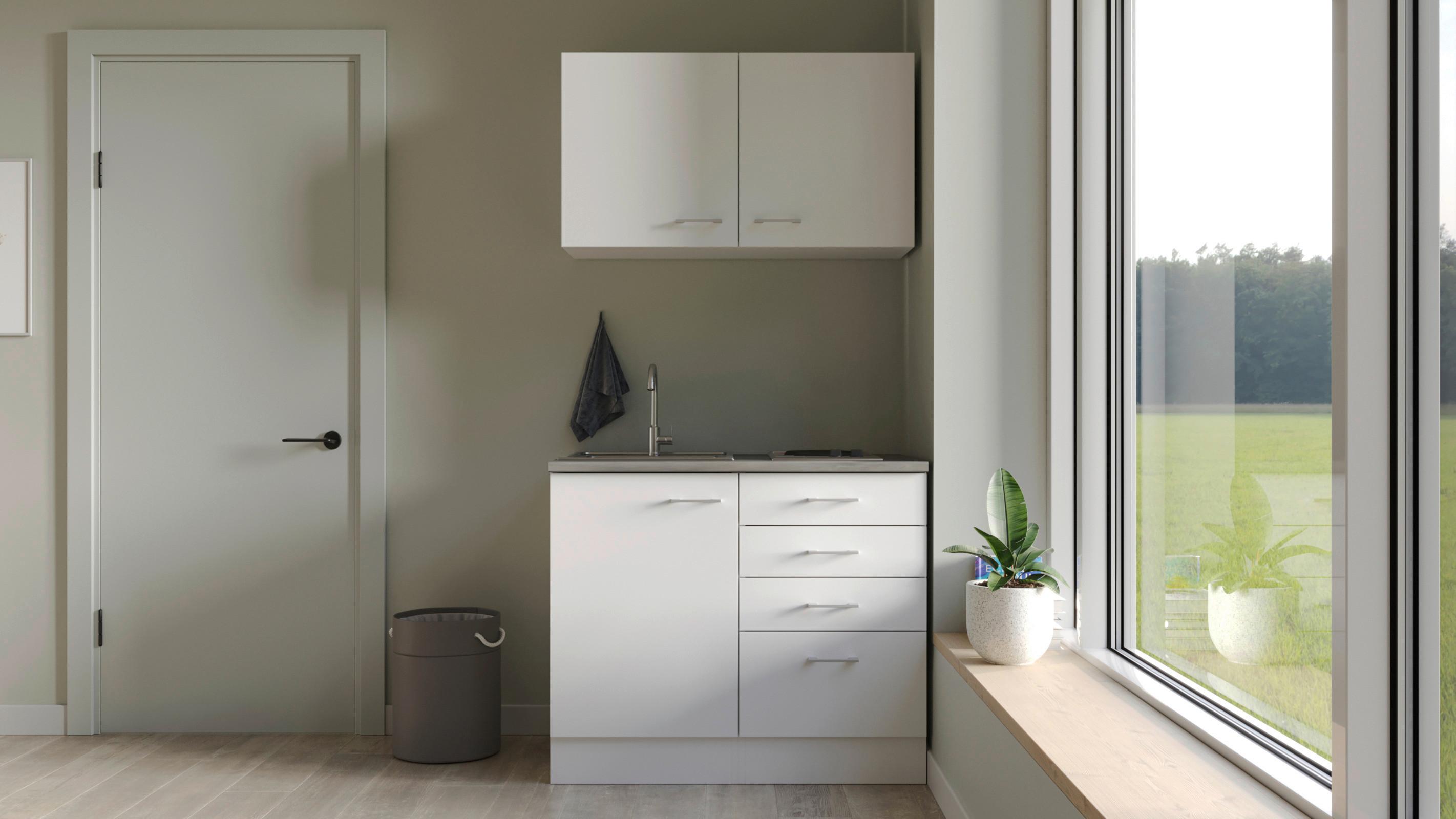 Majhna Kuhinja Z Aparati Lucca, Bela - bela/barve aluminija, Moderno, umetna masa/leseni material (100cm) - FlexWell