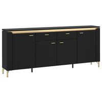 Komoda Norica, Črna, Zlata - zlate barve/črna, Trend, kovina/leseni material (200,3/87,3/40cm)