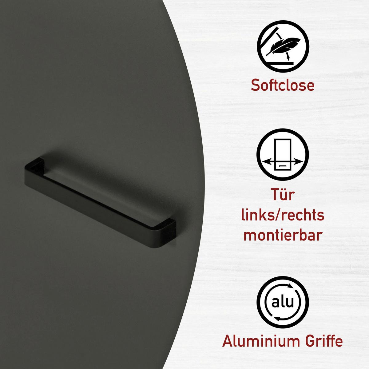 Küchenleerblock Bundle 6 o. Geräte Anthrazit - Anthrazit/Schwarz, MODERN, Glas/Holzwerkstoff (370cm) - home24