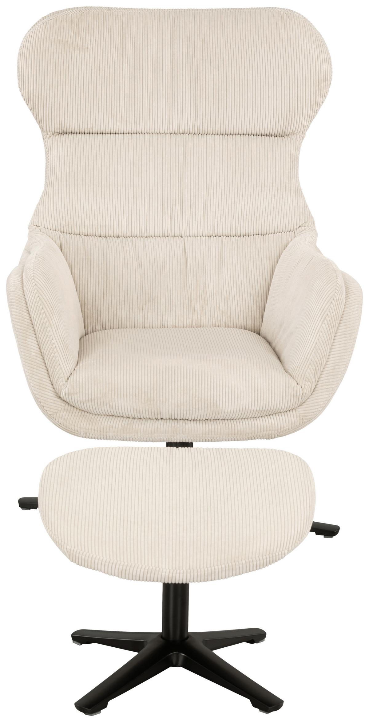Set S Foteljem Tabbe, Bež, Žamet - črna/bež, Moderno, kovina/tekstil (76/110/88,5cm) - Modern Living