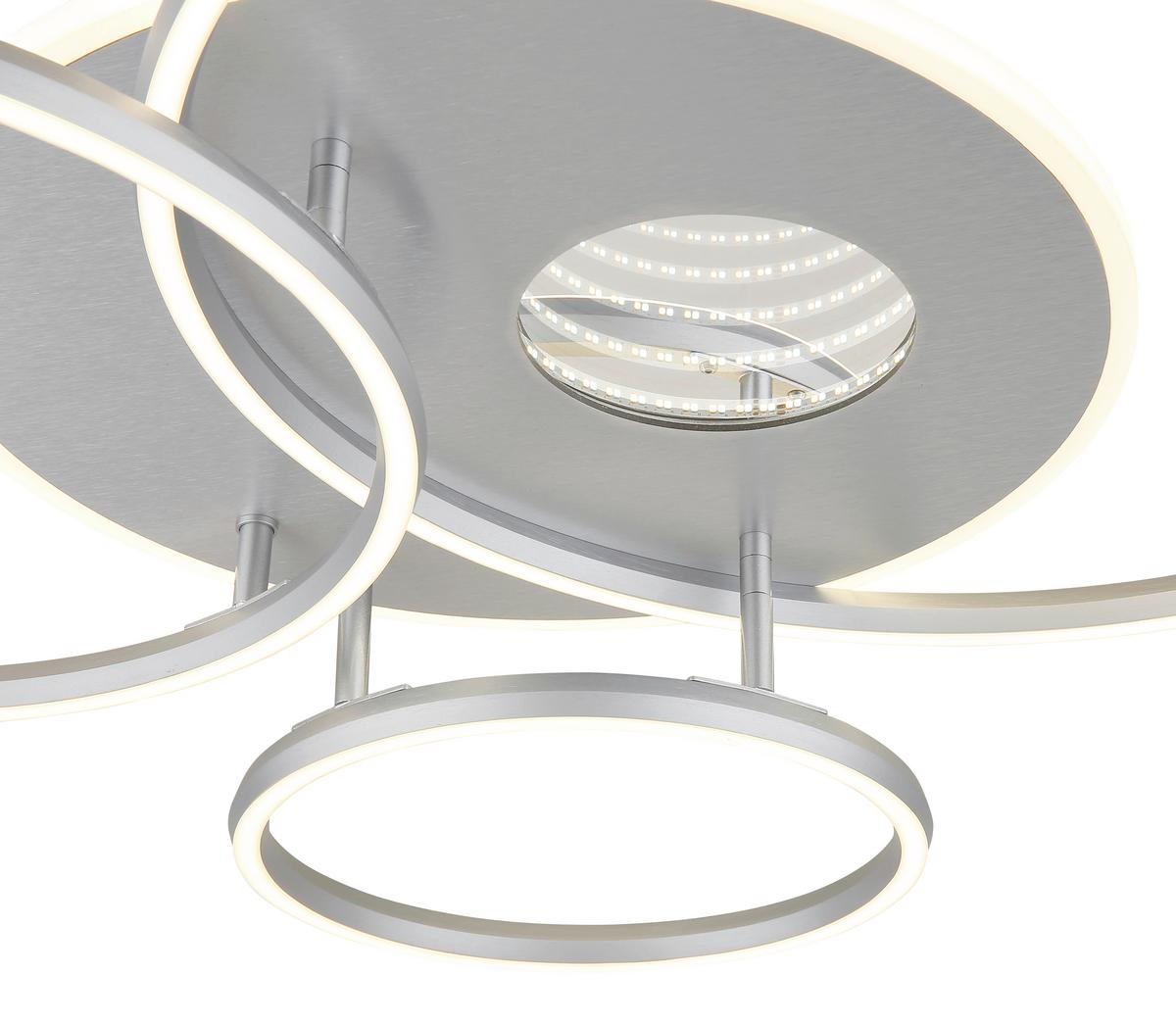 Led Stropna Svjetiljka Invertina - bijela/srebrne boje, Design, metal/plastika (90/70/13cm) - Globo