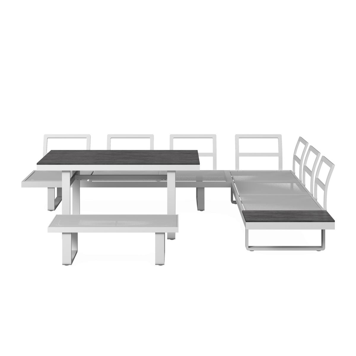 Dining-Loungeset Leandra Hellg Outdoorstoff/Metall/Polywood - Dunkelgrau/Hellgrau, MODERN, Kunststoff/Textil - Bessagi Garden