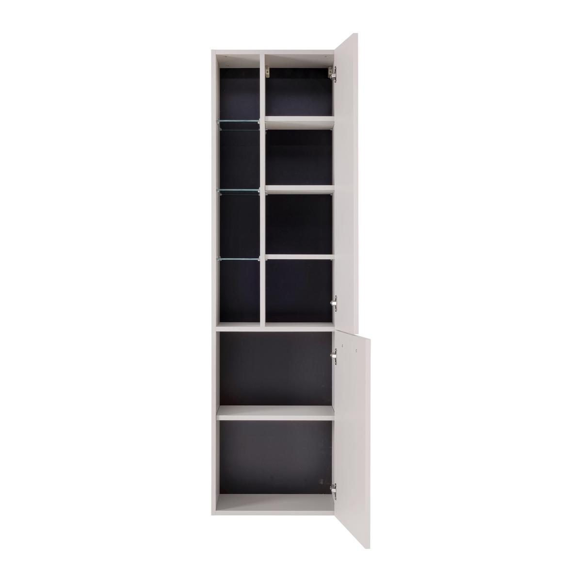 Hochschrank Florenz Kaschmir - Kaschmir/Schwarz, MODERN, Glas/Holzwerkstoff (50/180/190/35cm) - Mömax
