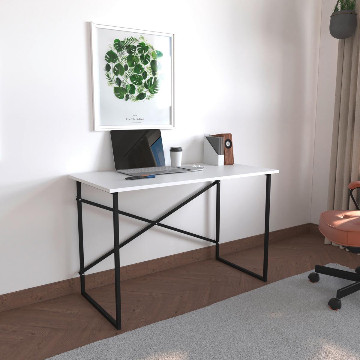 SCHREIBTISCH INSASI - Anthrazit/Schwarz, Design, Holzwerkstoff/Metall (90/75/50cm) - MID.YOU