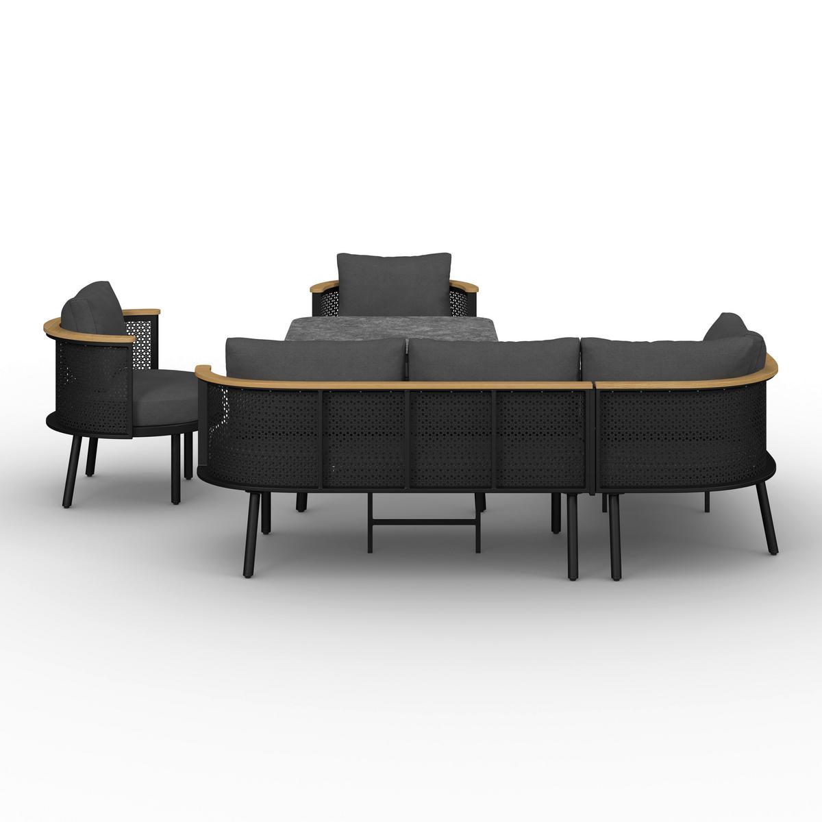 Garnitură grădină Lissa - gri închis/culoare lemn păr, Modern, plastic/metal - Bessagi Garden