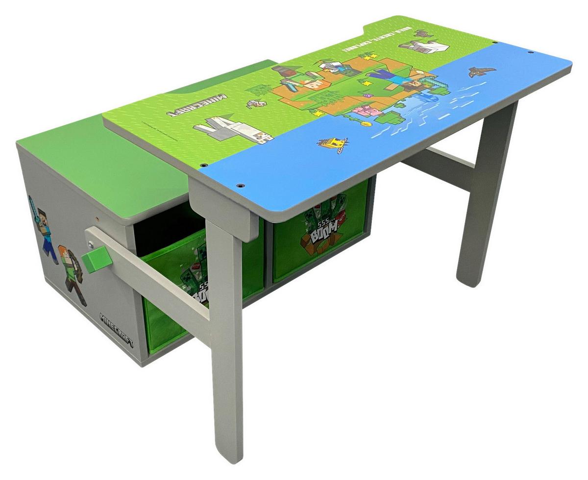 Kindersitzbank Minecraft ca. 66x60x35 cm Grau/Grün/Blau - Multicolor, MODERN, Holzwerkstoff/Textil (65,4/60/35cm) - Minecraft