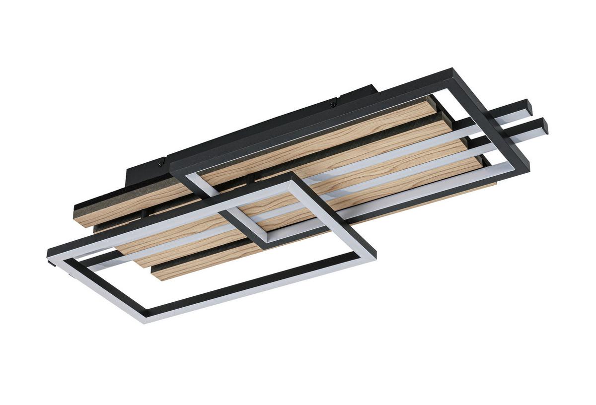 LAMPA SUFITOWA LED LONG BEACH *SBN* - kolor dębowy/czarny, Natur, materiał drewnopochodny/tworzywo sztuczne (65/26,5/9cm) - Novel