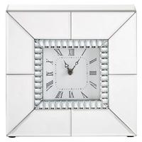 ZEGAR STOŁOWY ANJA - kolor srebrny, Design, materiał drewnopochodny/szkło (25,5/25,5/6,3cm) - Xora