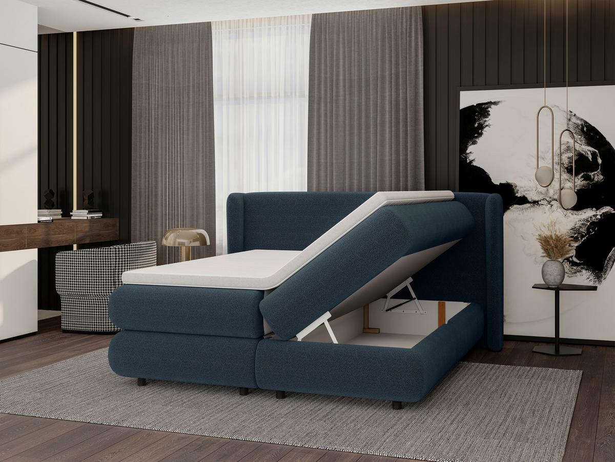 Boxspring Krevet Elodie - plava/crna, Konvencionalno, tekstil/plastika (180/200cm) - Premium Living