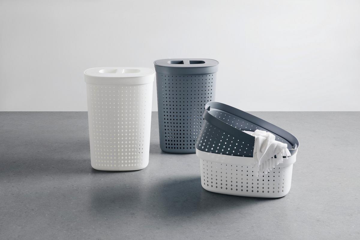 Coș de rufe clasic Seoul - alb, Modern, plastic (46/34/64cm) - Premium Living