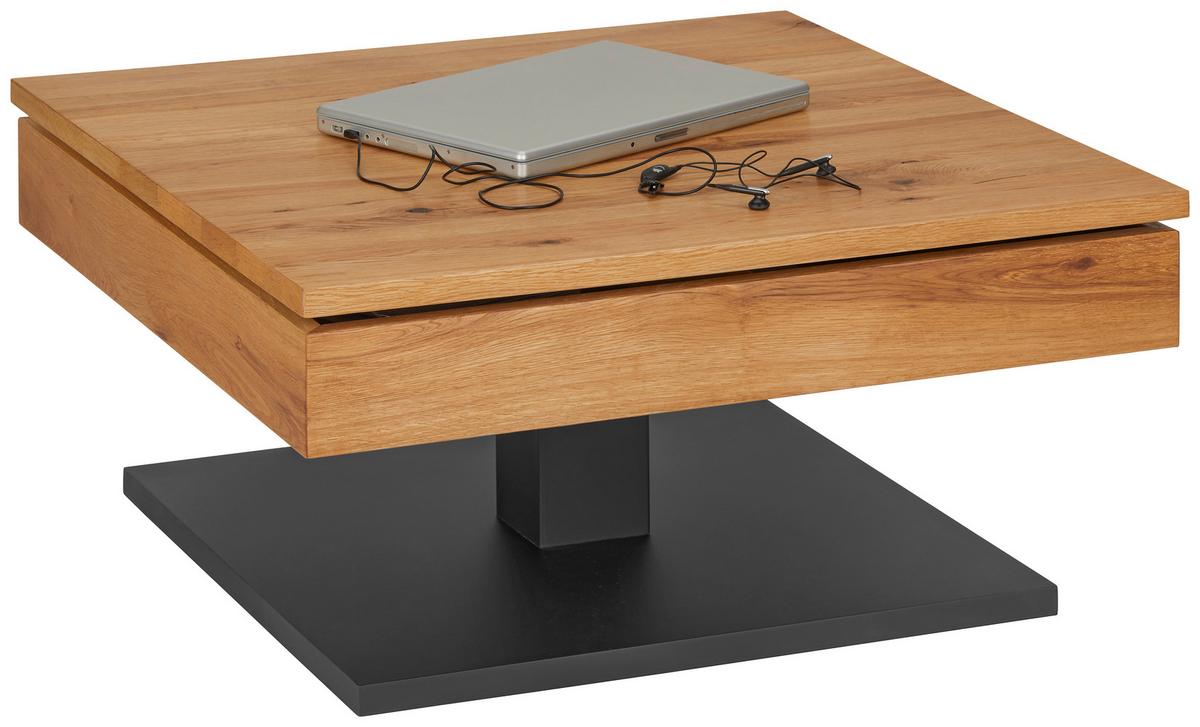 Couchtisch in Eichefarben/Schwarz - Eichefarben/Schwarz, KONVENTIONELL, Holz/Holzwerkstoff (75/75/38cm) - Mömax
