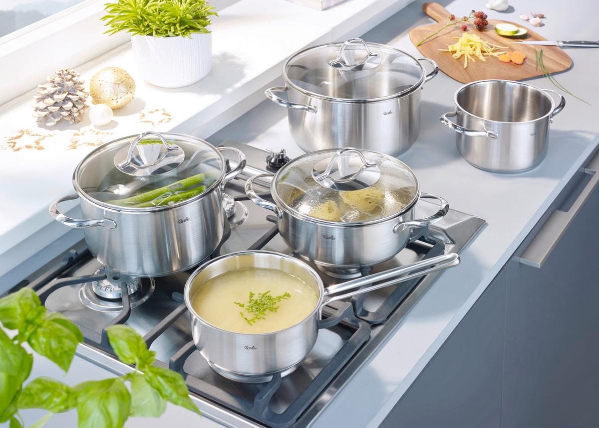 ZESTAW GARNKÓW 00211405000 FISSLER - kolor srebrny/przejrzysty, Basics, metal/szkło - Fissler