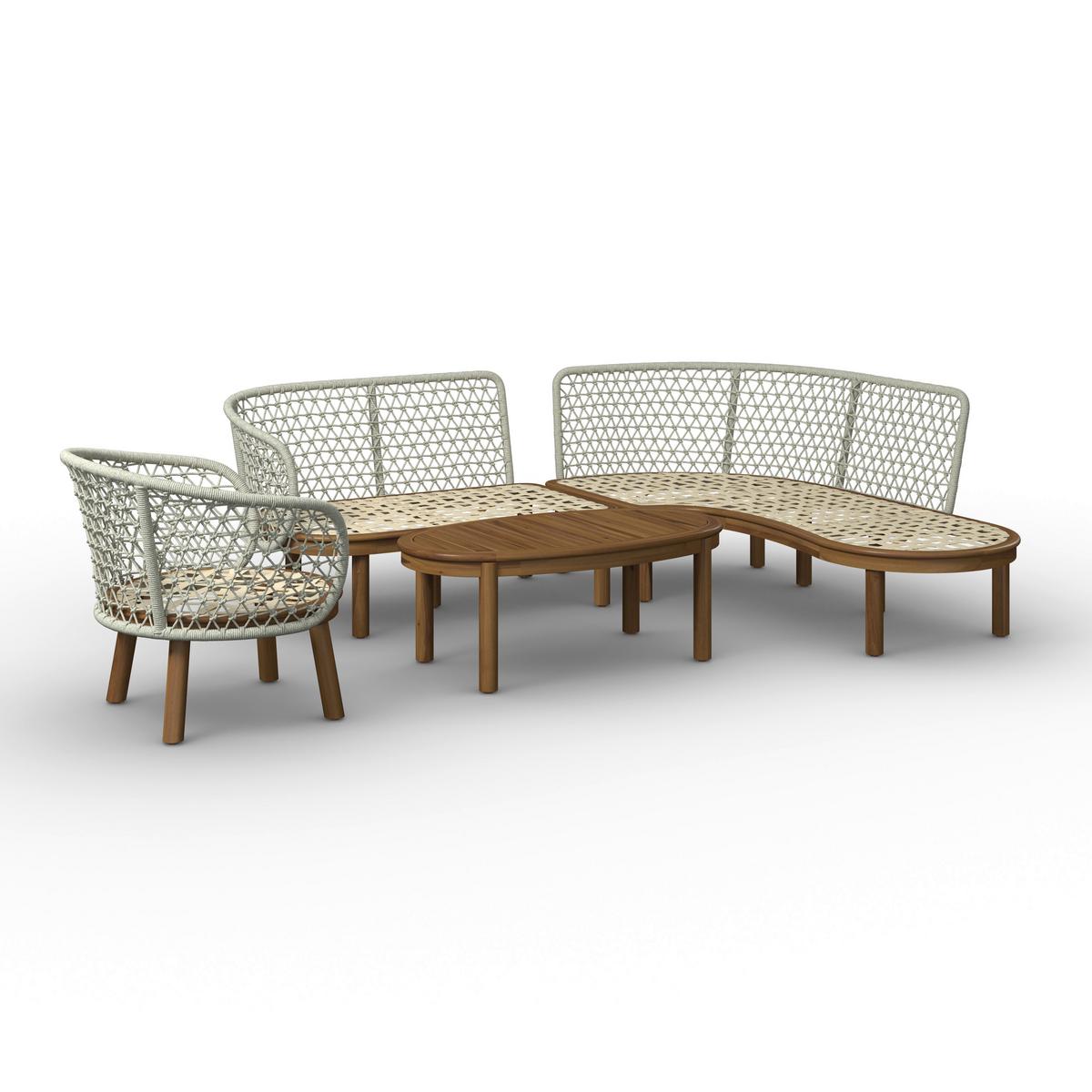 Lounge Garitura Belaya, Bela, 4-Delni Set - siva/barva oreha, Moderno, kovina/tekstil (244/205cm) - Bessagi Garden