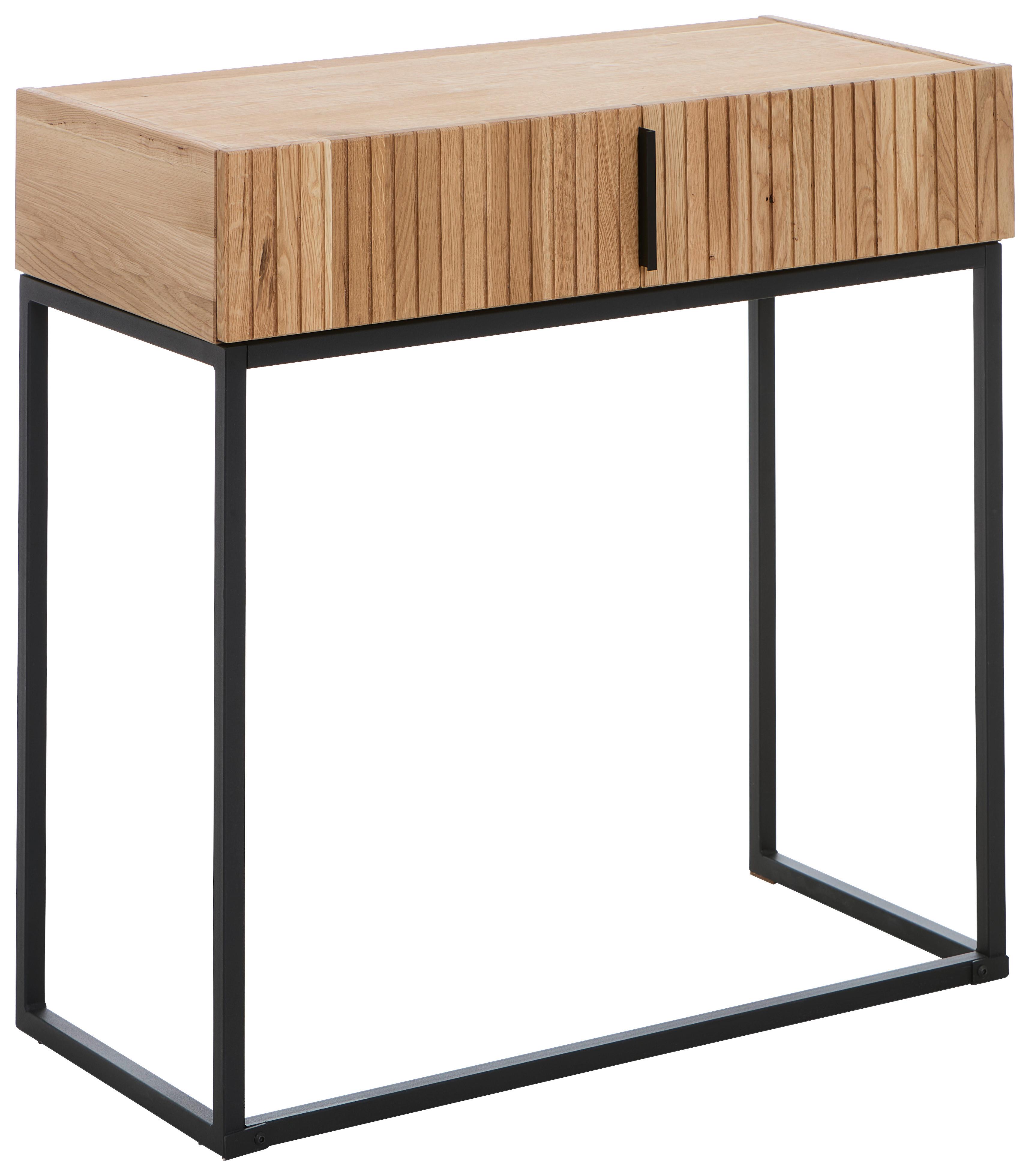 STÓŁ KONSOLA RURIK - kolor dębowy/czarny, Natur, metal/drewno (80/38/80cm) - Linea Natura