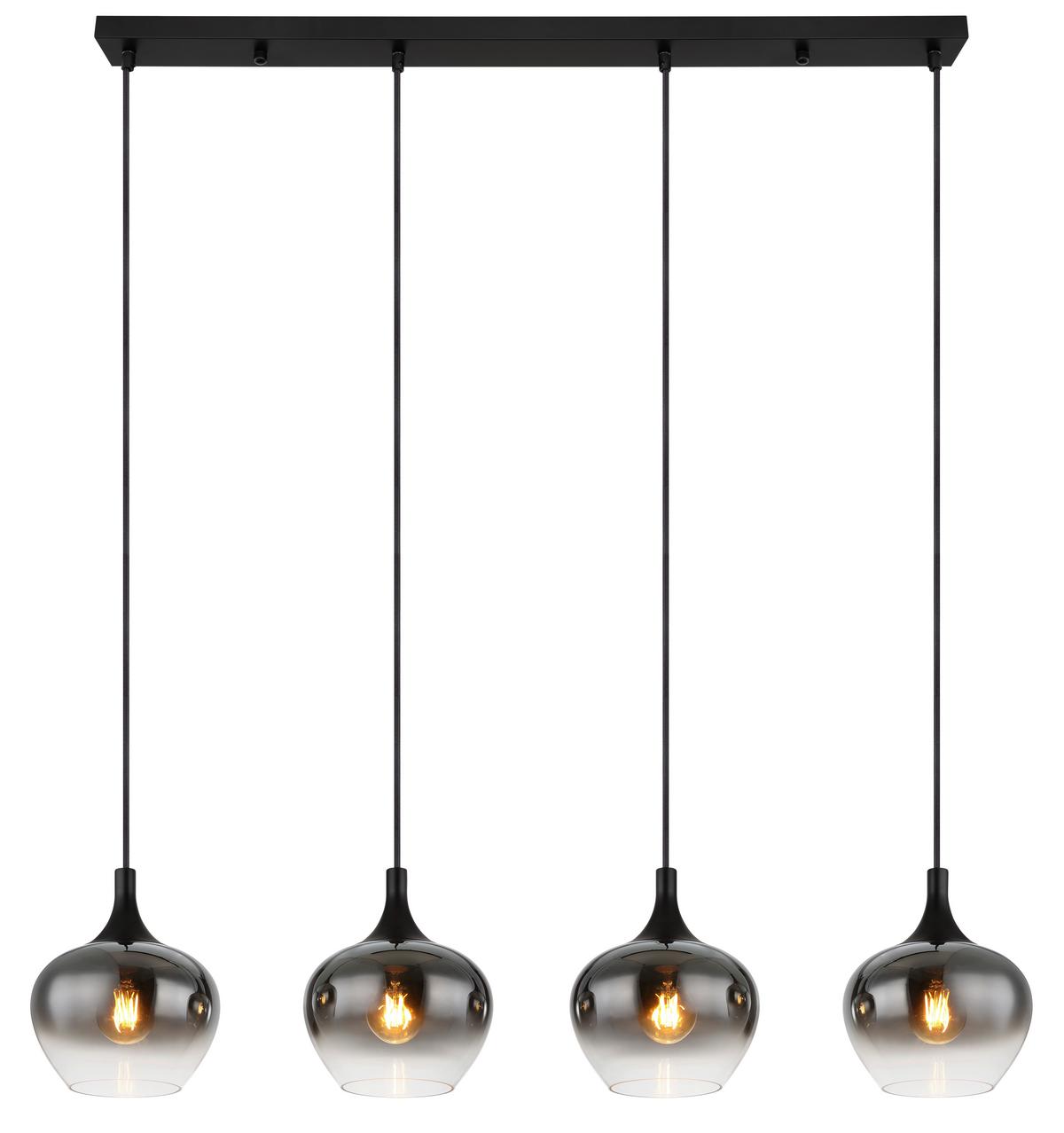 LAMPA WISZĄCA 15548-4H - czarny, Design, metal/szkło (100/18/120cm) - Globo