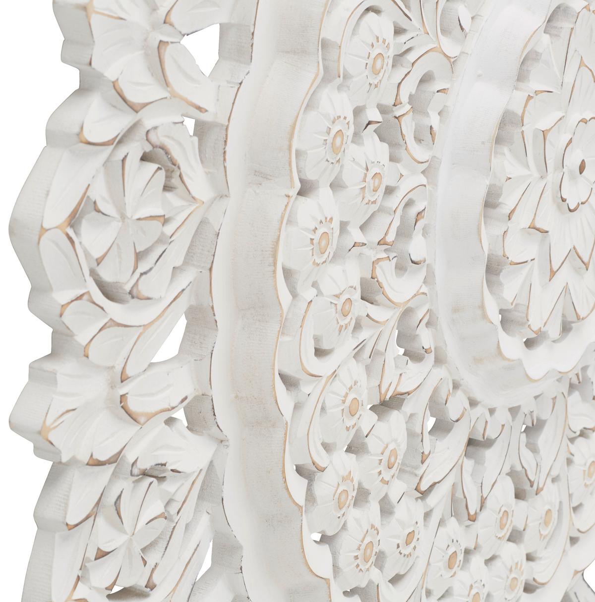 Wanddeko in Weiß - Weiß/Grau, ROMANTIK / LANDHAUS, Holzwerkstoff/Metall (90/90/5cm) - Mömax