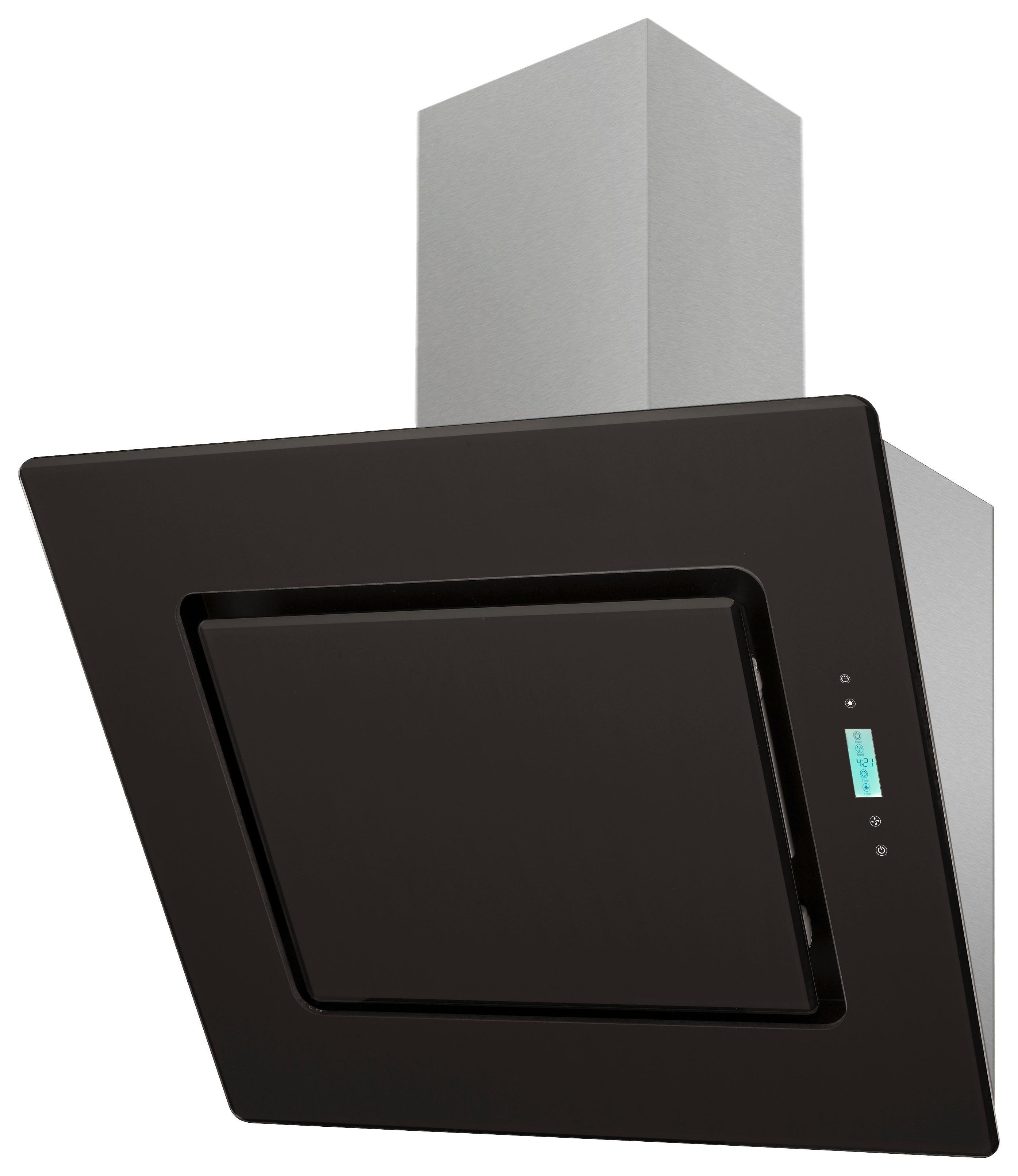 Dunstabzugshaube Elva Schwarz/Edelstahl B: ca. 60 cm - Edelstahlfarben/Schwarz, Trend, Glas/Metall (60/87,5-125,5/37cm) - Respekta