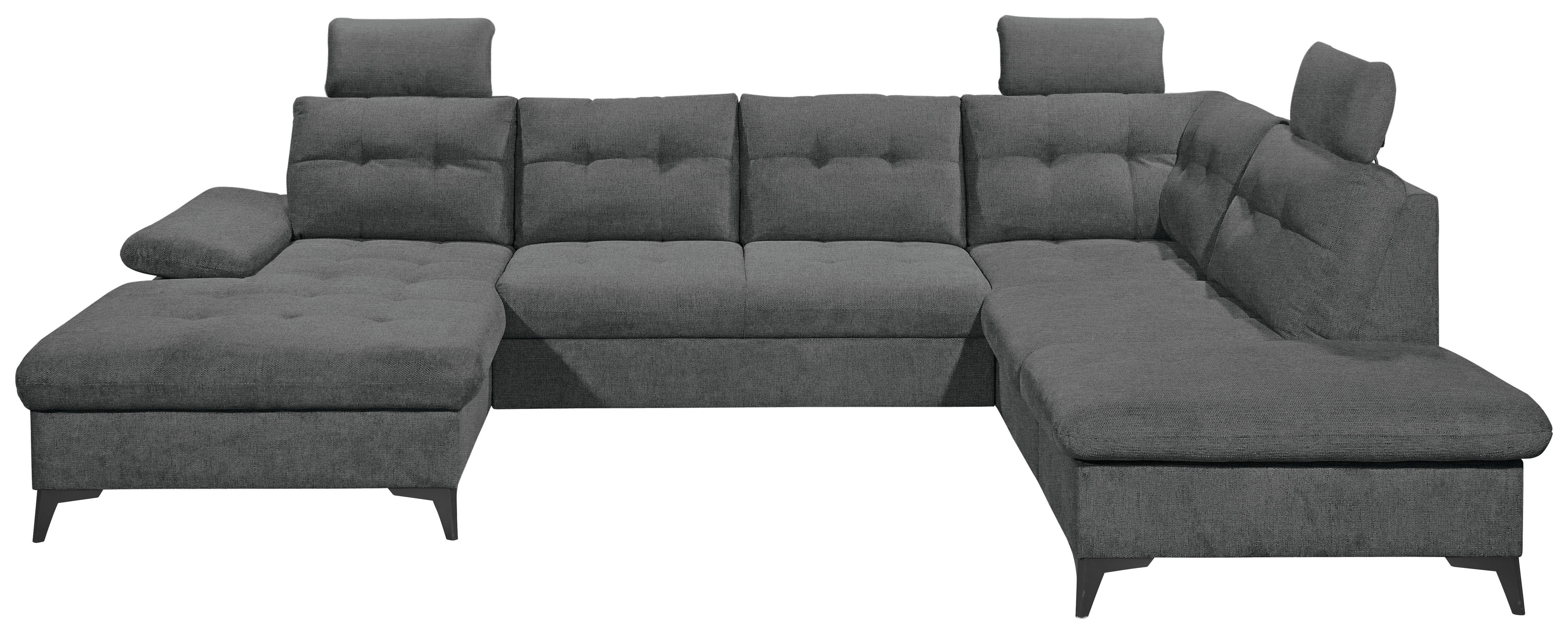 Wohnlandschaft Durban U ca. 170x324x218cm Graphit - Graphitfarben/Schwarz, KONVENTIONELL, Kunststoff/Textil (170/324/218cm) - MID.YOU