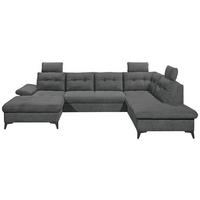 Wohnlandschaft Durban U ca. 170x324x218cm Graphit - Graphitfarben/Schwarz, KONVENTIONELL, Kunststoff/Textil (170/324/218cm) - MID.YOU