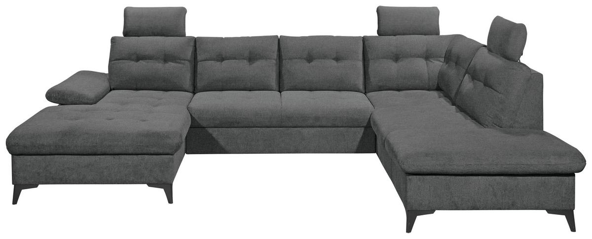 Wohnlandschaft Durban U ca. 170x324x218cm Graphit - Graphitfarben/Schwarz, KONVENTIONELL, Kunststoff/Textil (170/324/218cm) - MID.YOU