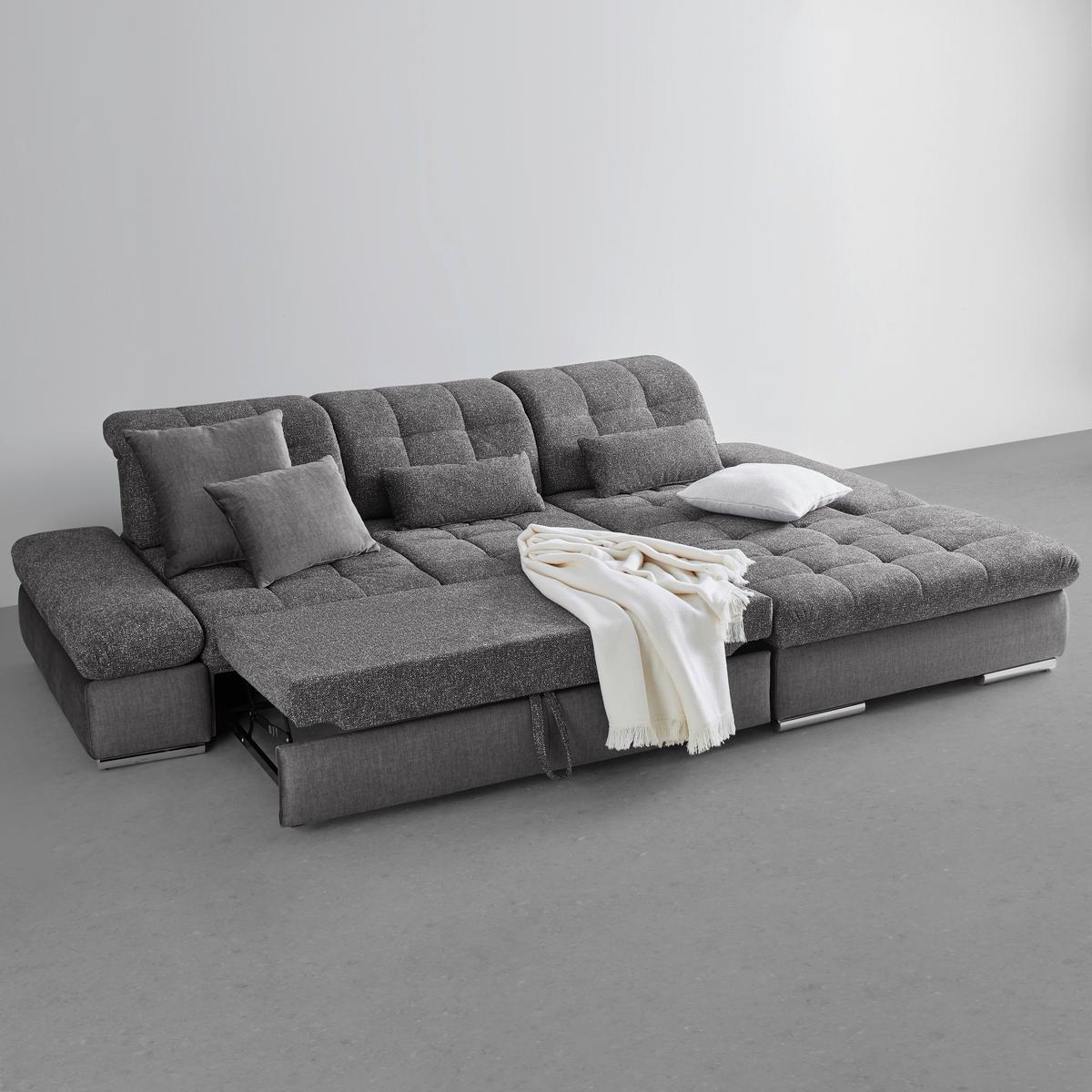 Sedežna Garnitura Sanfino, Siva, Ležišče, Predal - barve kroma/siva, Konvencionalno, kovina/tekstil (305/79-96/199cm) - Premium Living
