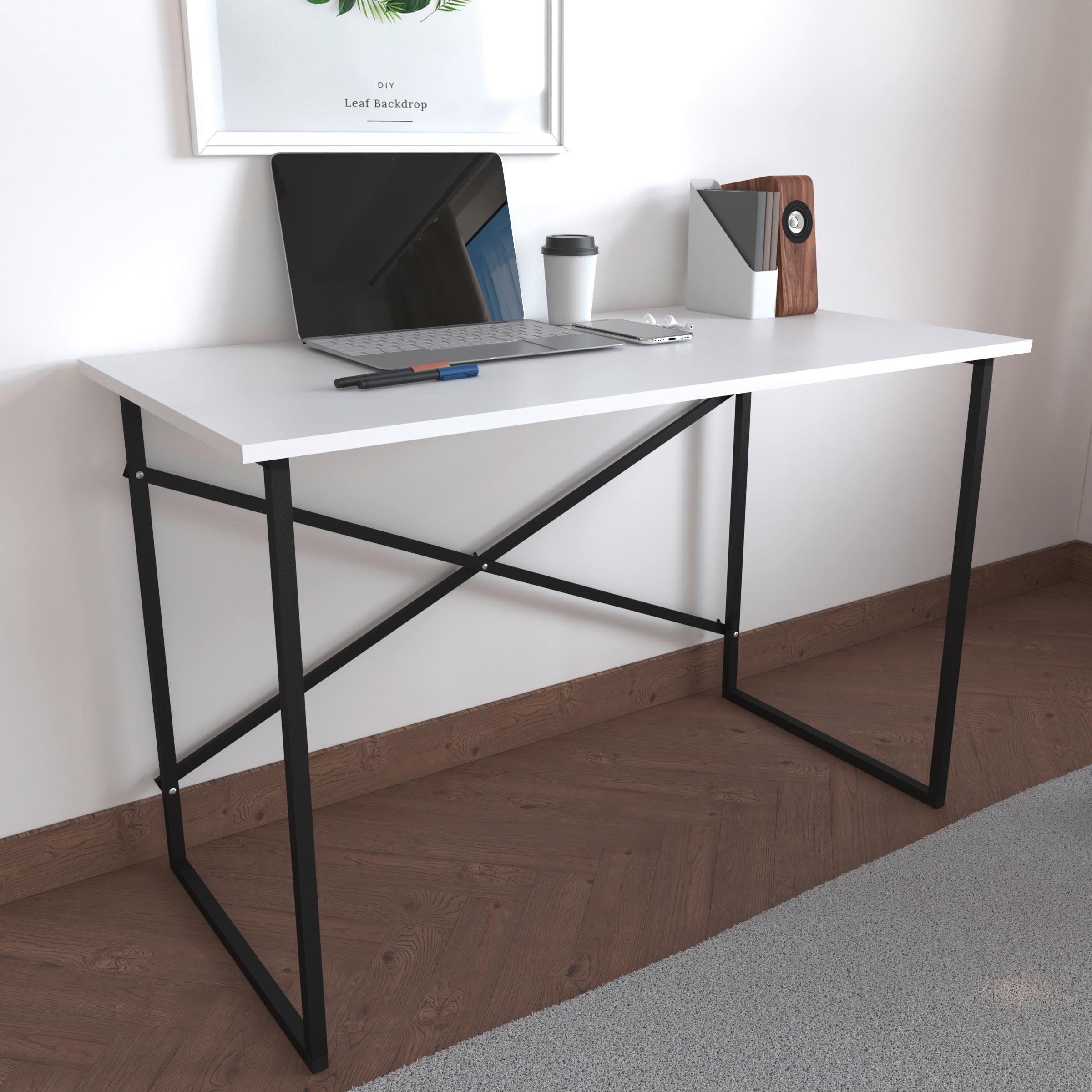 SCHREIBTISCH INSASI - Weiss/Schwarz, Design, Holzwerkstoff/Metall (90/50/75cm) - MID.YOU