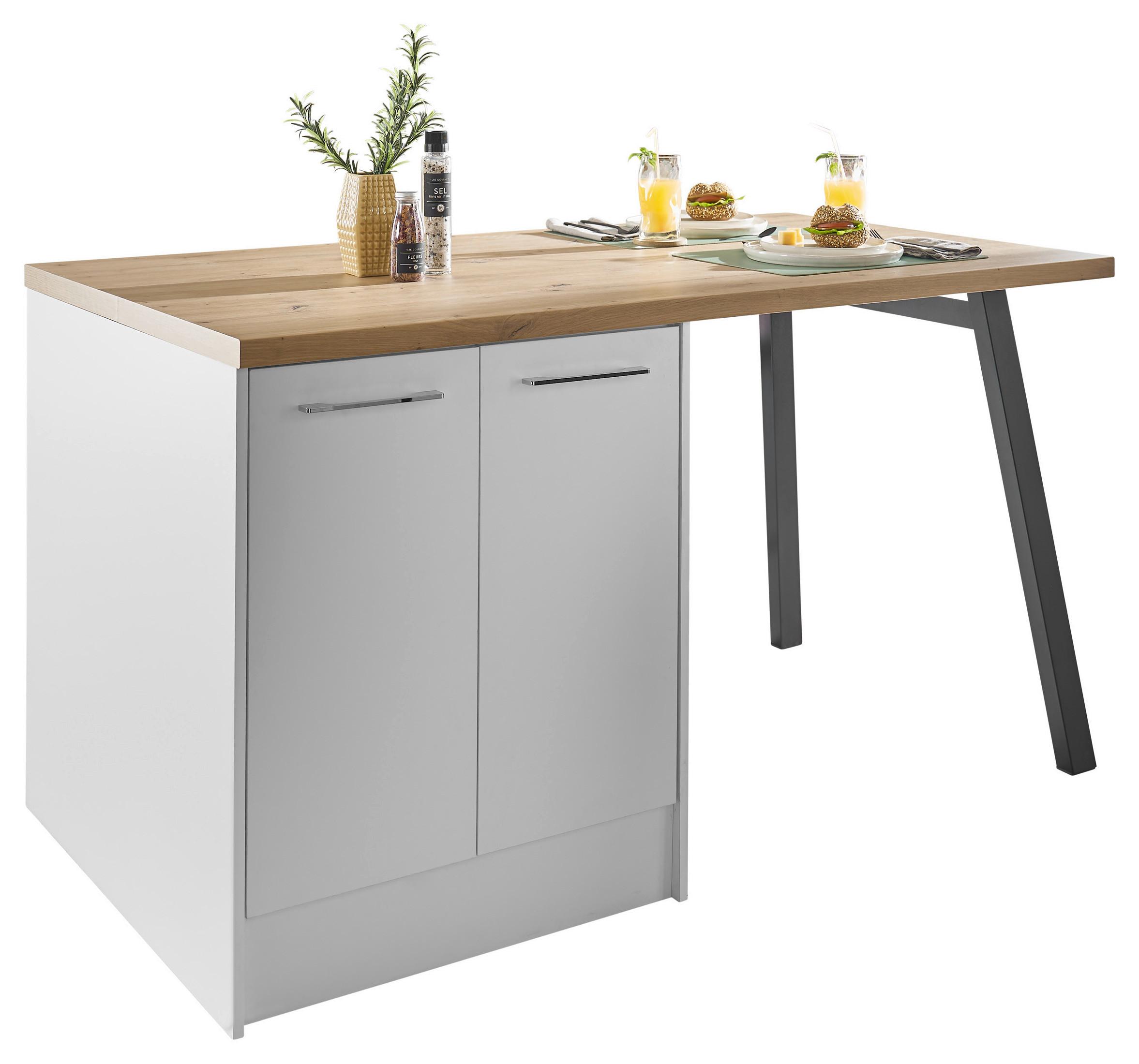 Kücheninsel TURIN I in weiß/Artisan Eiche - Chromfarben/Schwarz, MODERN, Holzwerkstoff/Metall (150/91/90cm)