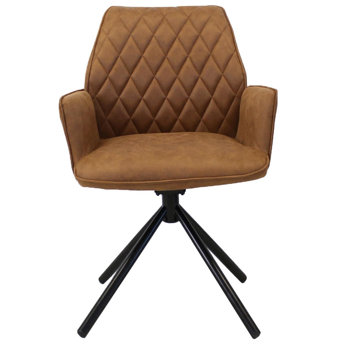 Armlehnstuhl Donny ca. 58x92 cm Cognac - Cognac/Haselnussfarben, LIFESTYLE, Textil/Metall (58/92/52cm) - MID.YOU