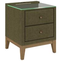 Nachttisch Elena - Olivgrün, Konventionell, Glas/Holz (48/68/45cm) - Sembella