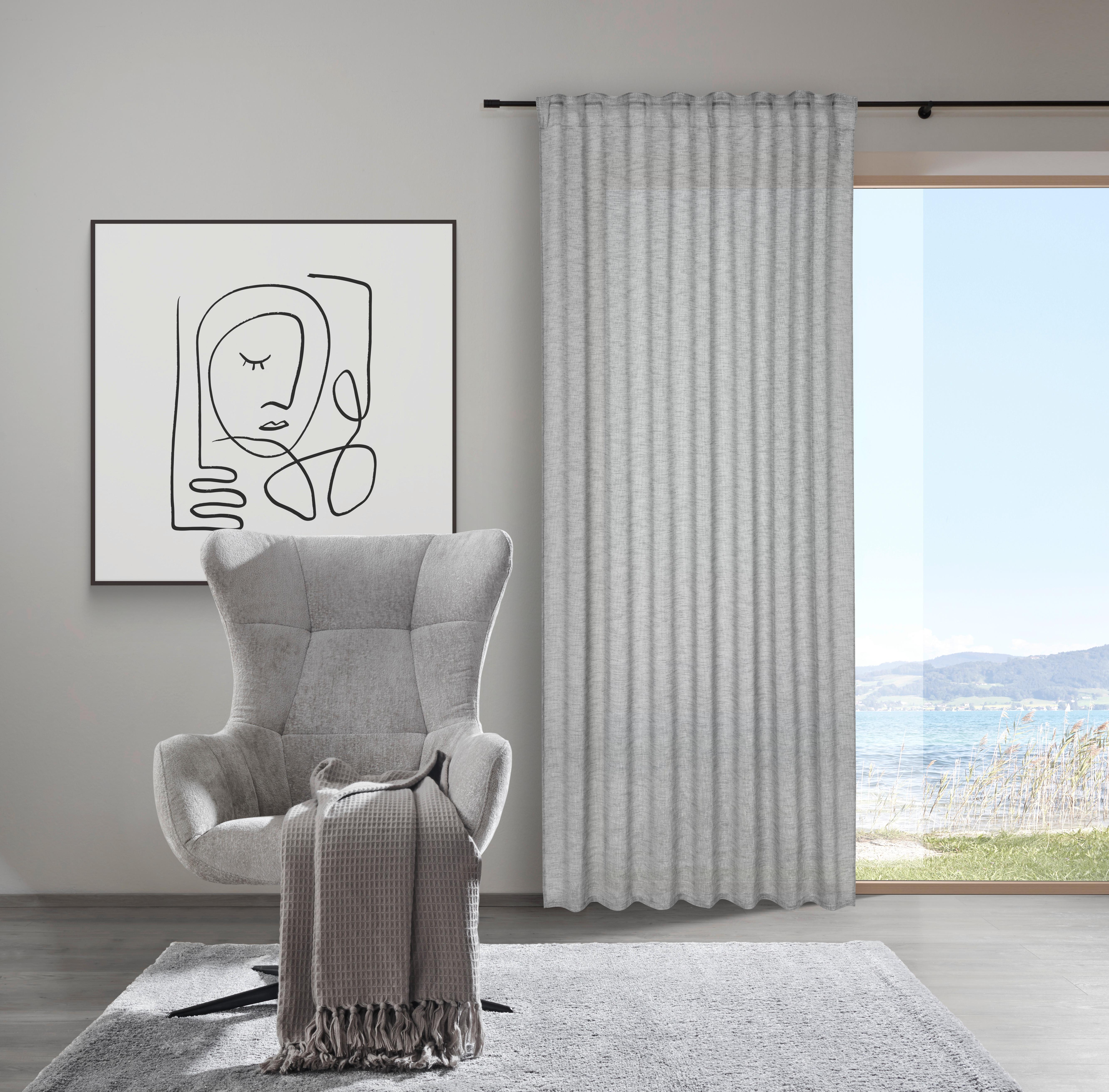 GARDINLÄNGD SIGRID -AKT- -EXT- - grå, Romantik / Lanthus, textil (140/245cm) - Premium Living