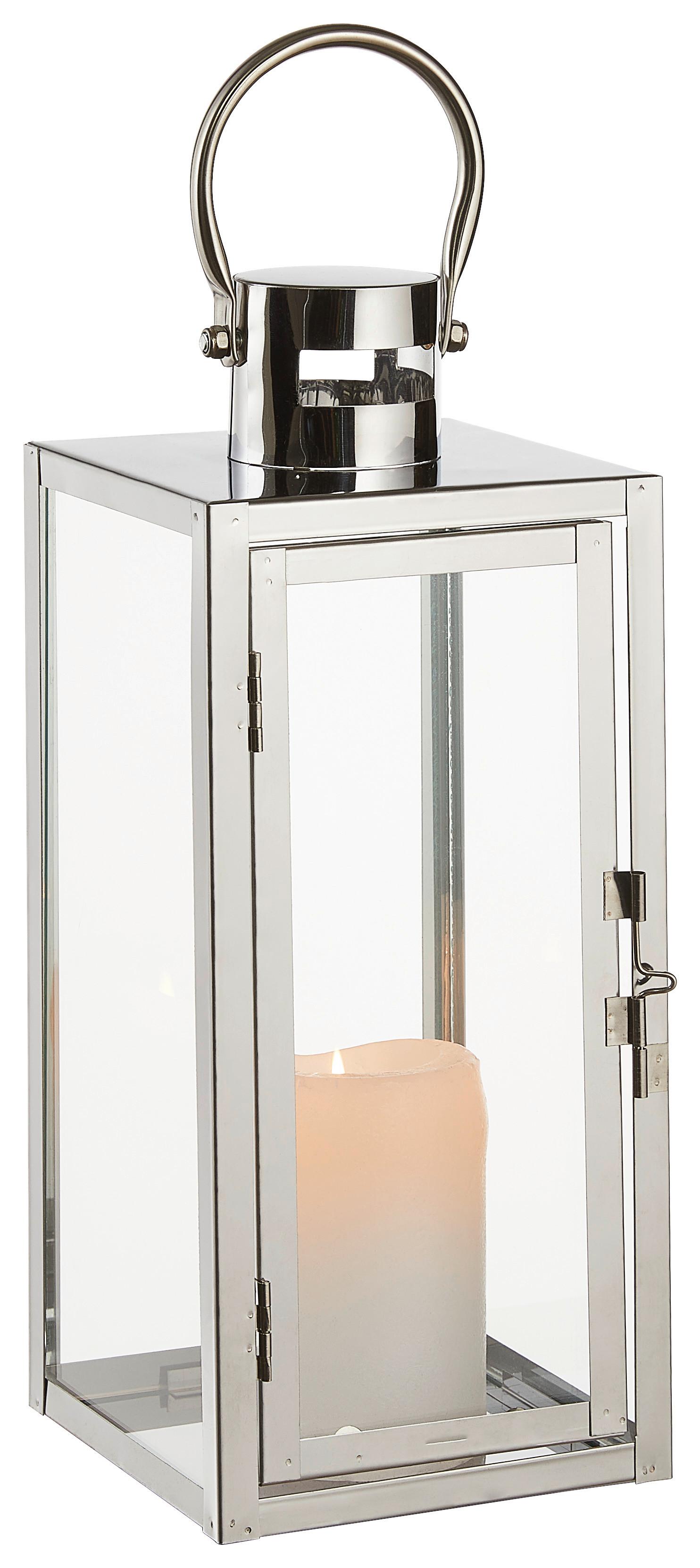 LATARNIA XL07201-SET3 - kolor srebrny/kolor chromowy, Lifestyle, metal/szkło (12/30/12cm) - Ambia Home