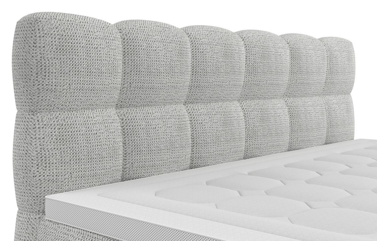 Boxspring Krevet Brisbane - sivo-bijela/crna, Trend, drvni materijal/drvo (140/200cm) - Premium Living