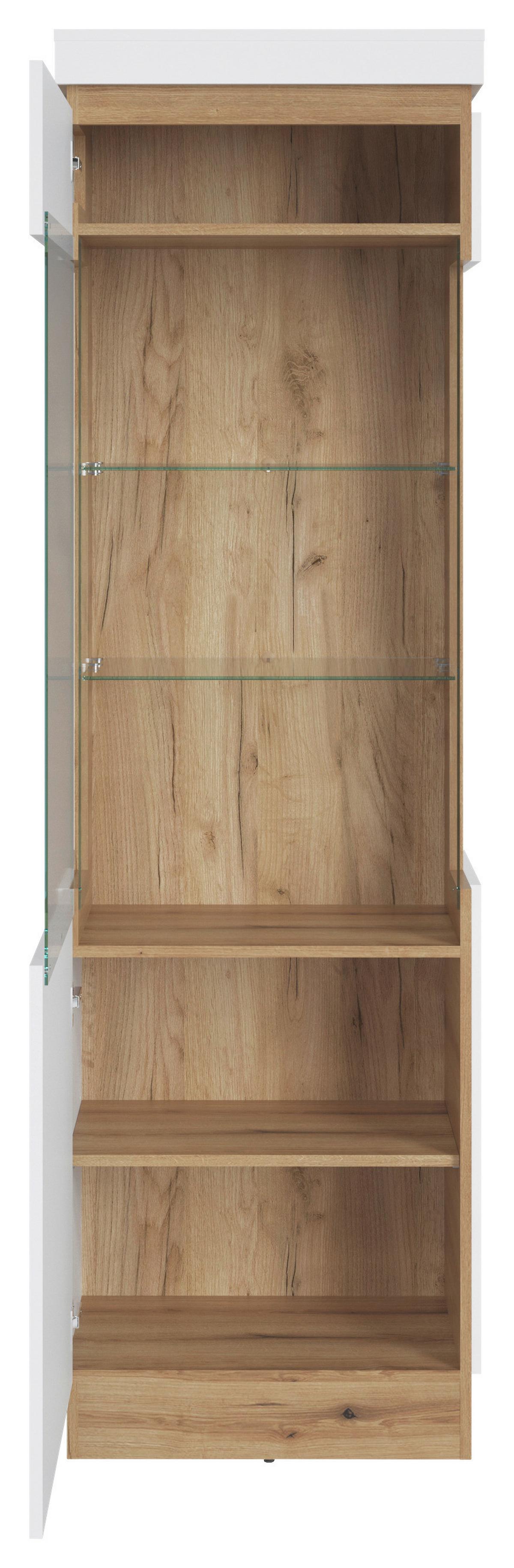 Vitrina Calabria - bijela/boje hrasta, Trend, staklo/drvni materijal (60,1/200,5/40cm) - Modern Living