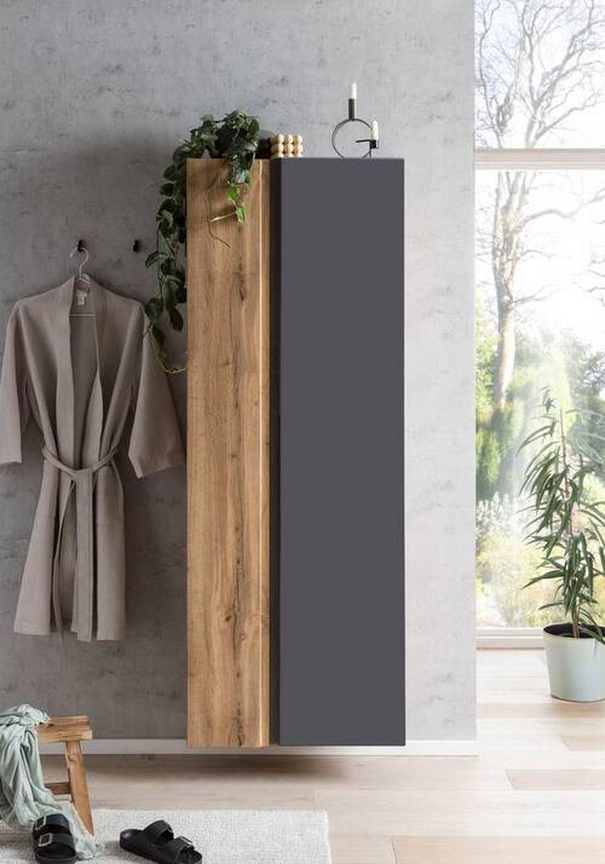 Hochschrank Varese ca. 65x180 cm Grau/Eiche - Eiche Wotan/Grau, MODERN, Holzwerkstoff (65/180/35cm) - Held