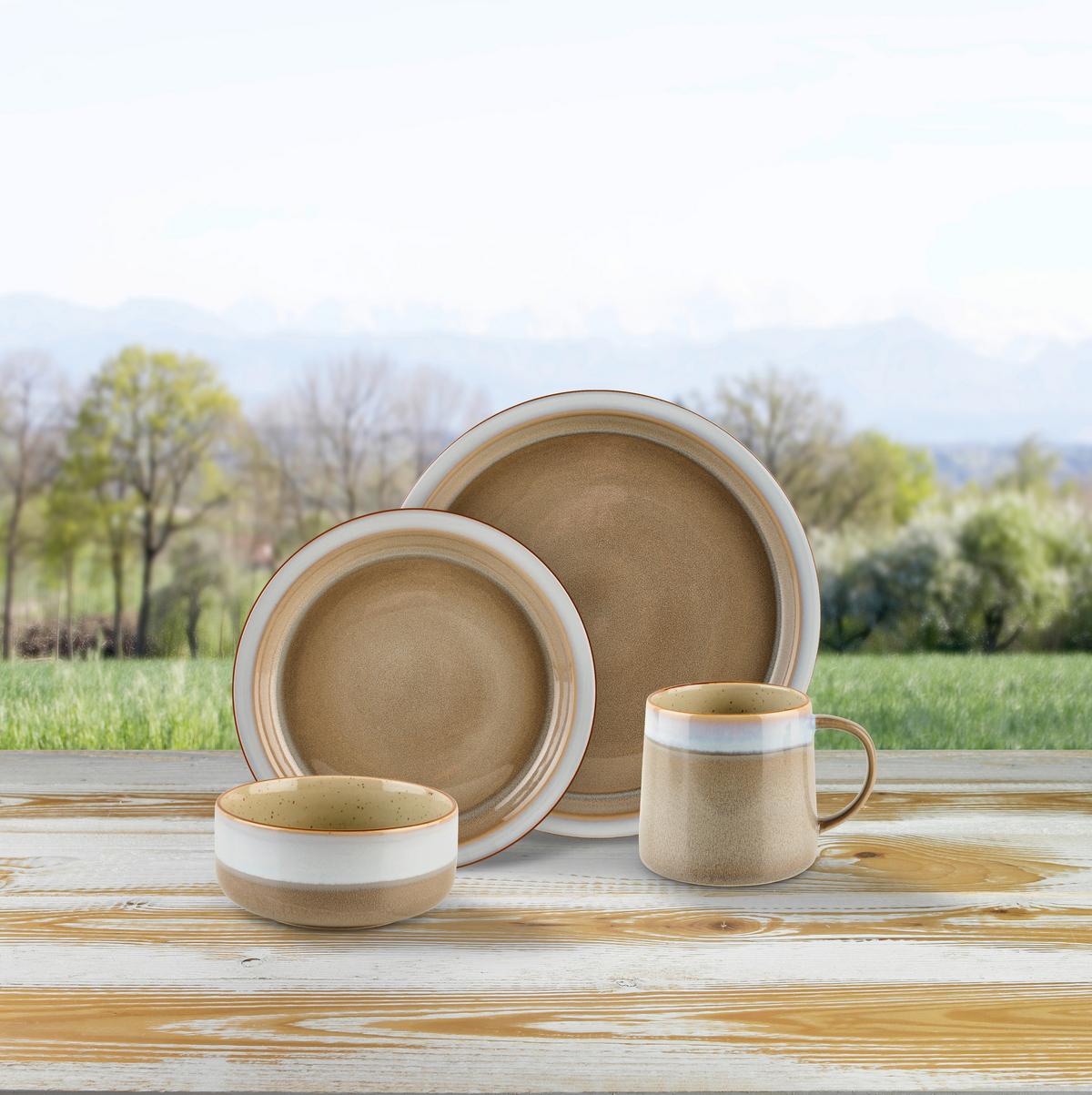 SERWIS OBIADOWO-ŚNIADANIOWY PROVENCE - niebieski/szary, Trend, ceramika - Landscape