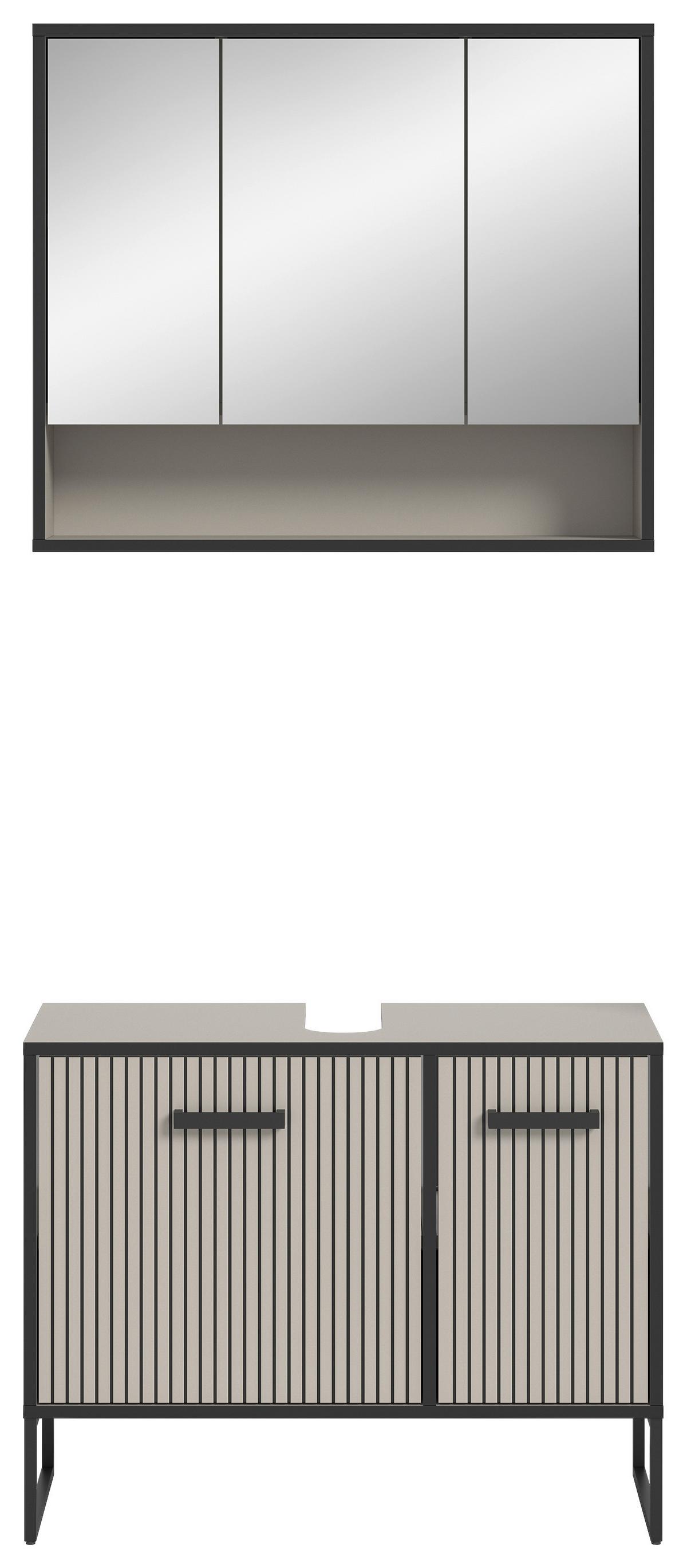 Badezimmer BAGNO 2-teilig ca.80cm Kaschmir - Kaschmir/Schwarz, MODERN, Holzwerkstoff/Metall (80cm) - MID.YOU