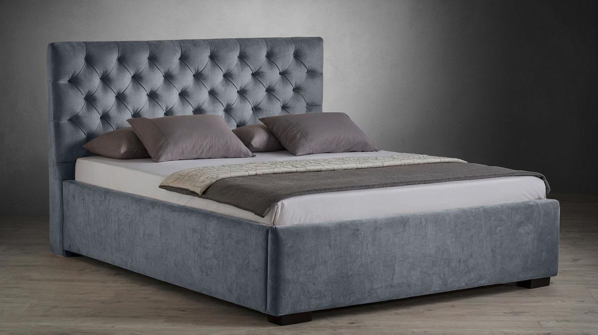 Oblazinjena Postelja Miami Storage, 180x200, Siva - siva/črna, Design, tekstil/les (180/200cm) - Modern Living