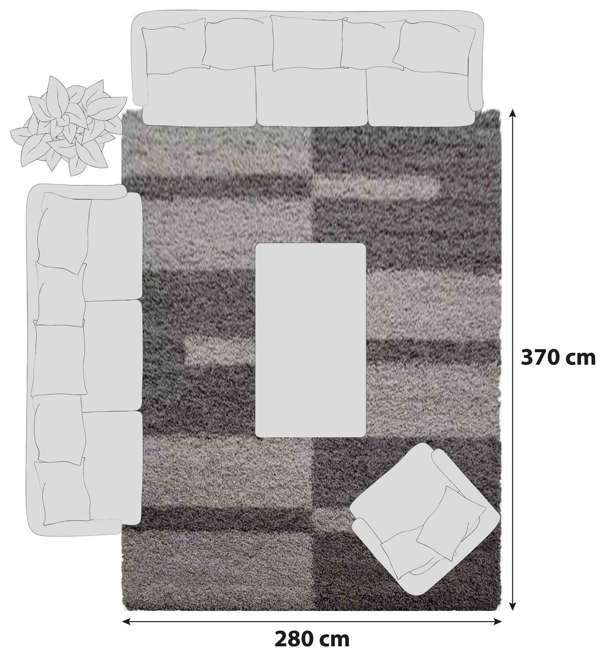 Hochflorteppich Gala Taupe ca. 280x370cm - Taupe, Design, Textil (280/370cm) - Novel