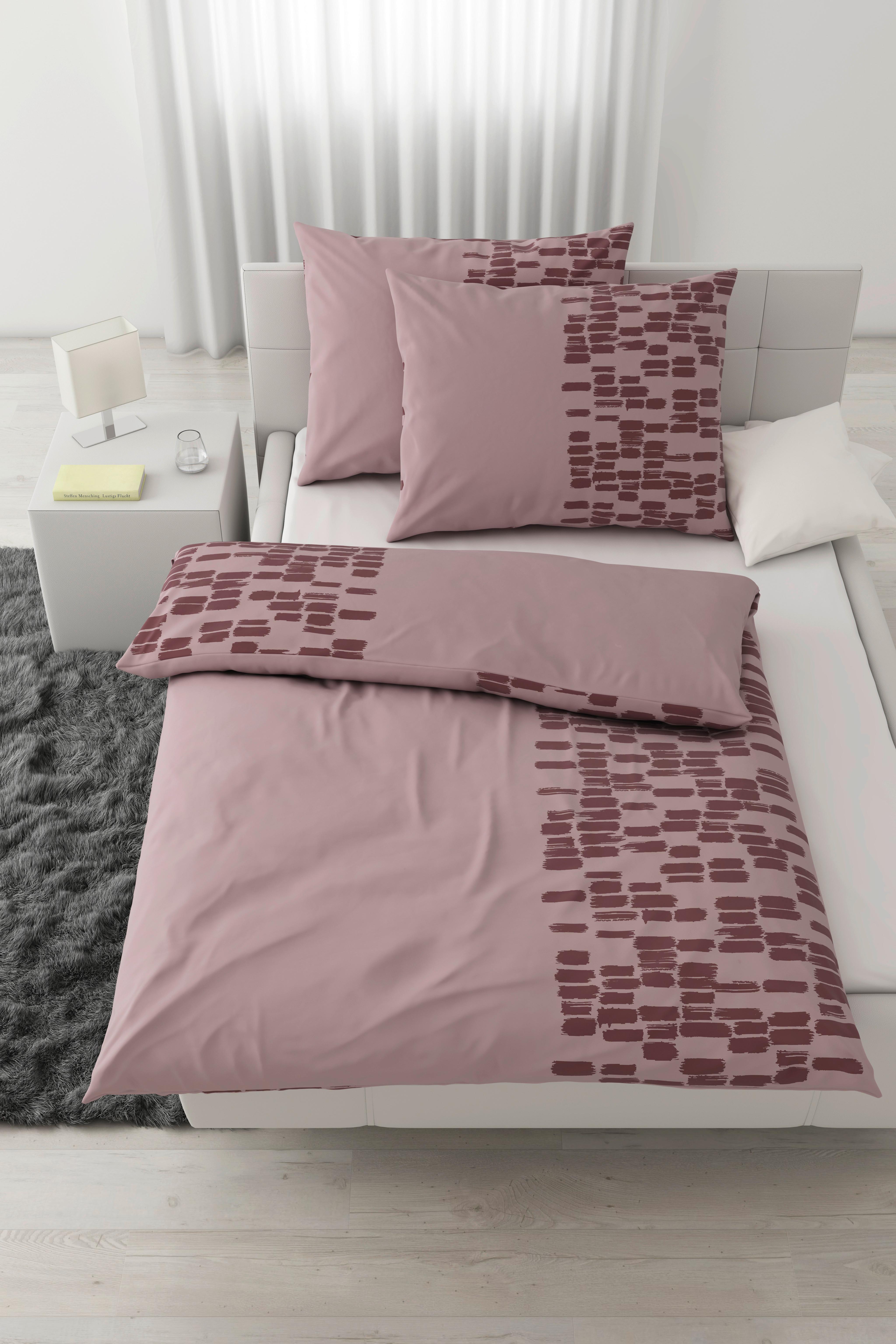 Posteljnina Brush Strokes - roza, tekstil (200/200cm) - Modern Living