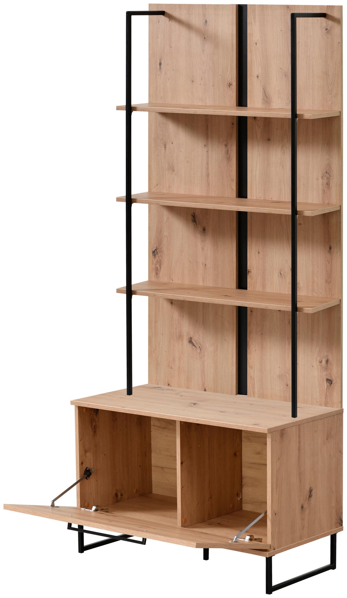 Polcos Elem Sardinia - fekete/Artisan tölgy, Modern, faalapú anyag (85/192/42cm)