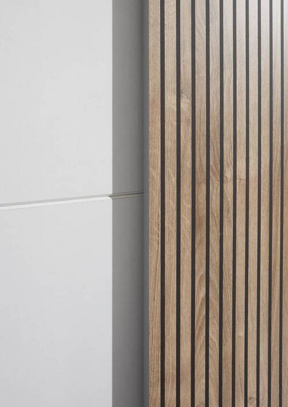 Omara Z Drsnimi Vrati Berno, Bela, Barva Hrasta - barve hrasta/bela, Moderno, kovina/leseni material (170/196/57cm) - MID.YOU